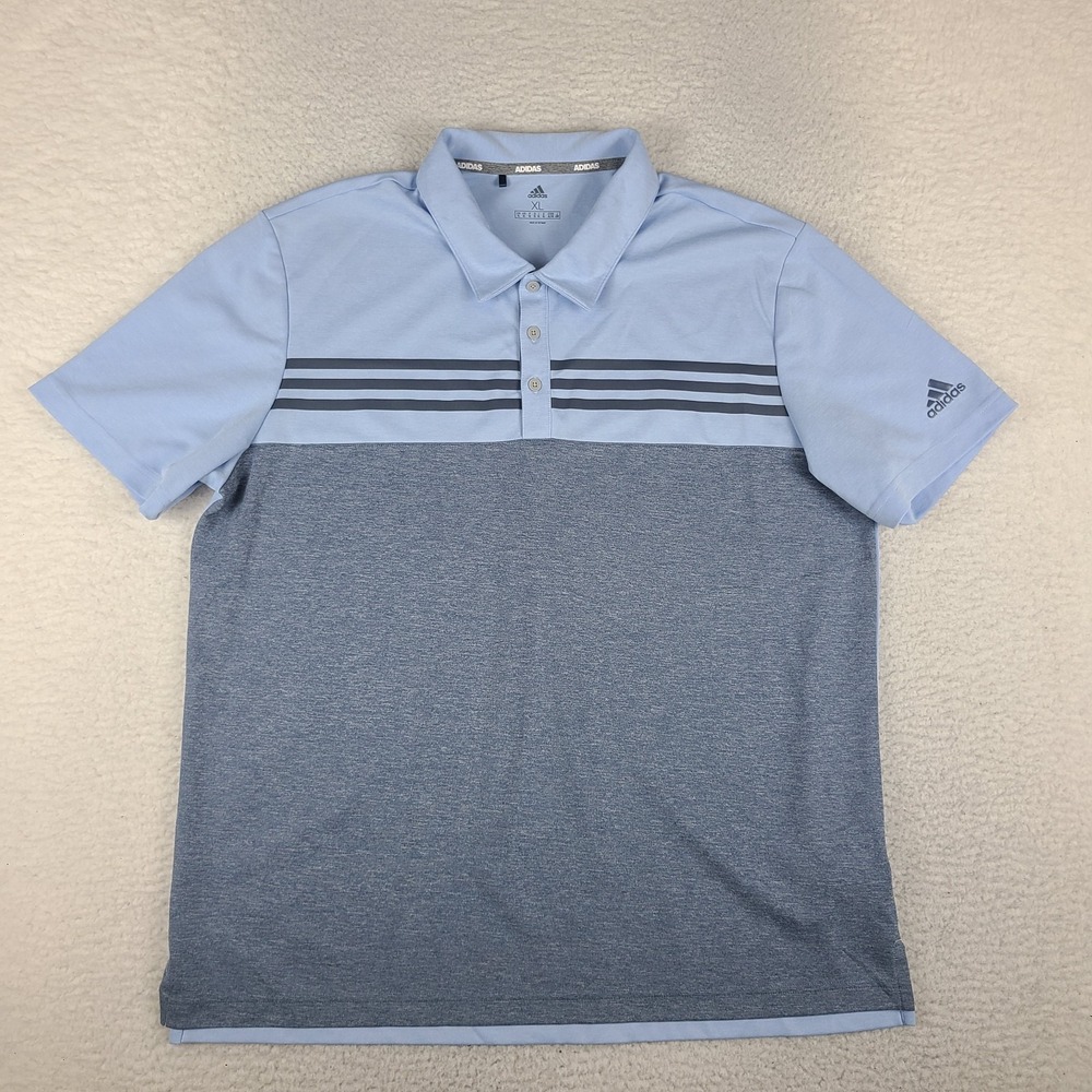 Adidas Polo Shirt Mens XL Blue Performance Tech Golf Short Sleeve